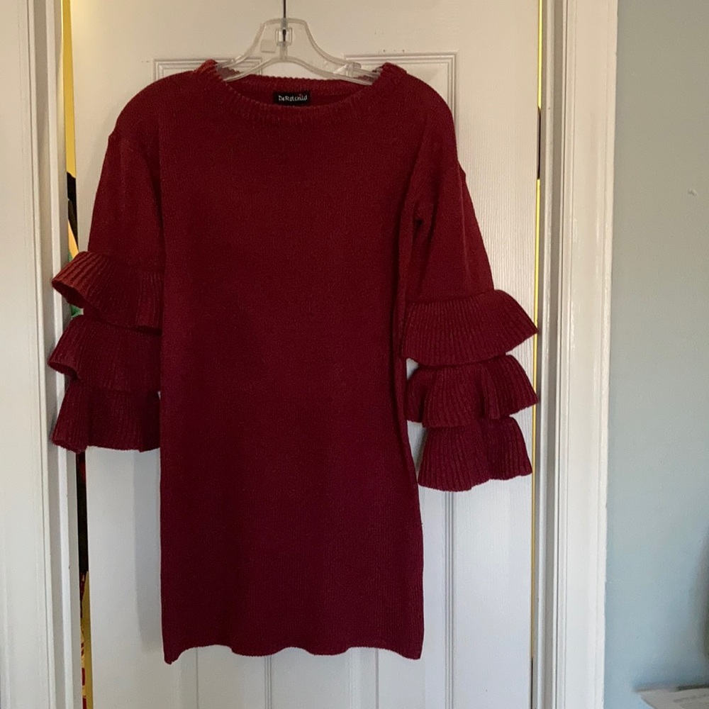 DeRotchild Burgundy Ruffle Sweater
